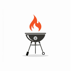 Grill with flame on white background