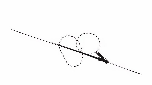 Aerobatic airplane tracer with loop maneuvers, soaring through the sky performing intricate