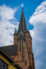 Fototapeta premium Medellin, Antioquia-Colombia. March 9, 2024. The Church of the Sacred Heart of Jesus is a Colombian temple of Catholic worship dedicated to the Sacred Heart of Jesus.
