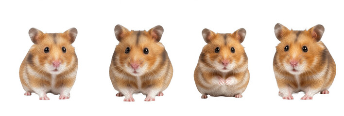 Set of realistic hamster collection isolated on transparent PNG background, oil paint