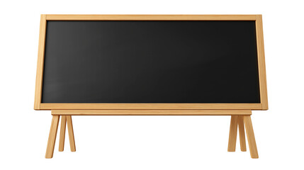 Blank black chalkboard isolated on white background or transparent png, showing smooth dark surface, rectangular frame, and clean writable area.