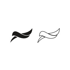Fototapeta premium Abstract Swirl Ribbon Icon Silhouette and Outline on White Background black blank