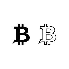 Obraz premium Bitcoin symbol, one solid black and one outline, on white background Keywords: bitcoin, cryptocurrency, digital currency