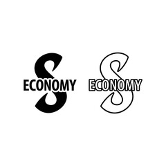 Fototapeta premium Economy Word With Large S Symbol One Solid One Outline Keywords: economy, word, text, lettering, symbol, sign, business