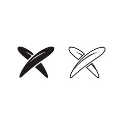 Two stylized X symbols one solid black and one outline on white Keywords: x symbol, cross, mark, cancel, close, delete, wrong