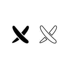 Two X marks, one solid black and one outline, on white background Keywords: X mark, cross, cancel, delete, wrong, error