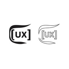 UX wordmark logo with wave element and outline version Keywords: UX, user experience, word, text, logo, symbol, icon