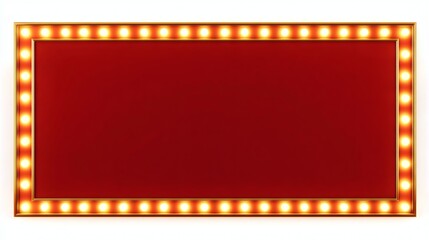Bright Retro Marquee Light Frame with Red Background for Displays