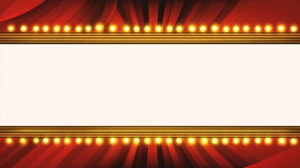 Elegant Red Curtain and Lights Frame for Theatrical Presentation