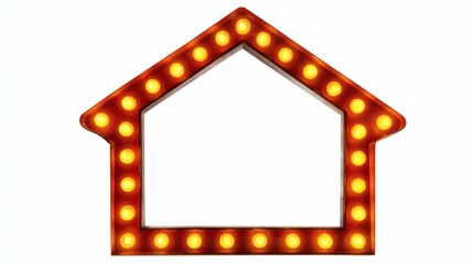 Brightly Lit Marquee House Shape with Light Bulbs for Designs