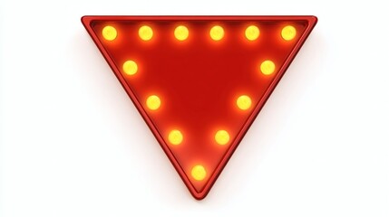 Bright Red Triangle Sign with Illuminated Bulbs Background Design
