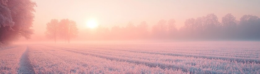 Frozen field at sunrise.