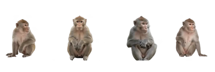 Selbstklebende Fototapeten Affe Set of monkey sitting in different poses isolated on transparent PNG background, oil paint  © ibrahim