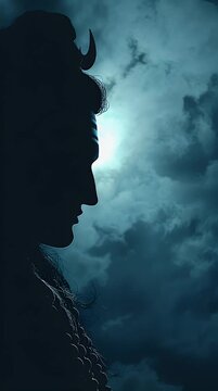 Lord Shiva Adiyogi Silhouette Majestic Stormy Sky Worship