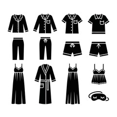 Pajama Outfit Icon Collection Showing Matching Sleepwear Sets for Men and Women