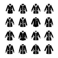 Men Mantel and Overcoat Icon Collection Featuring Formal and Casual Winter Clothing Styles