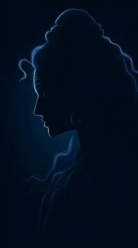 Mystical Lord Shiva Silhouette Blue Light Spiritual Background