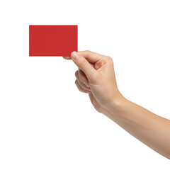 Obraz premium Hand holding red card isolated on transparent background isolated on transparent background