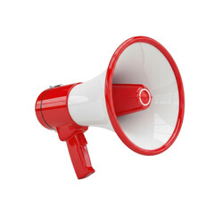 Red and white megaphone isolated on transparent background isolated on transparent background