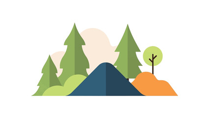 Mountain Forest Flat 2D Vector Illustration
