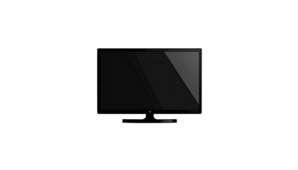A dark, modern television screen glows subtly against an expansive, pure black backdrop