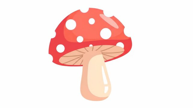 Enchanting Amanita Mushrooms with Red Caps and White Dots on a Clear Background Animation