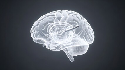 Illuminated brain with bullet
