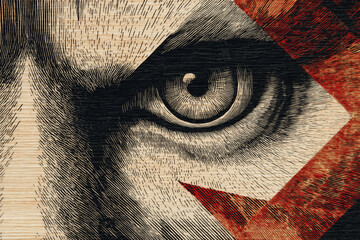 Wood carving of a wolfs eye. Perfect for wildlife posters, nature themed designs, or tattoo references with a touch of authenticity.