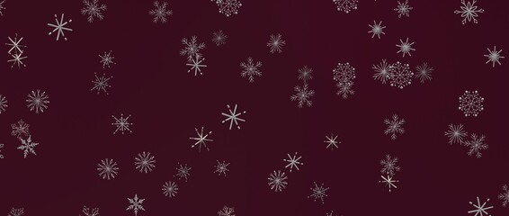 Festive background with snowflakes on a maroon backdrop. Perfect for seasonal greetings, winter themed projects © vegefox.com
