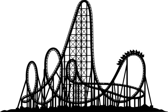 Rollercoaster silhouette vector. Rollercoaster Black flat icon illustration