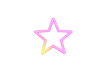 Neon star outline glowing pink and yellow on transparent background