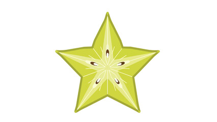 Obraz premium Vibrant cross-section of a star fruit showcasing its distinctive five-point star shape and fresh tropical essence. A delectable and visually