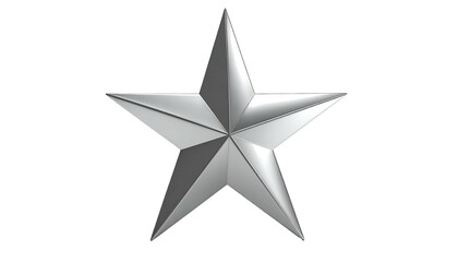 Obraz premium A gleaming silver five-pointed star against a stark black background. It has polished facets