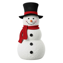 Snowman with top hat and scarf isolated on transparent background isolated on transparent background