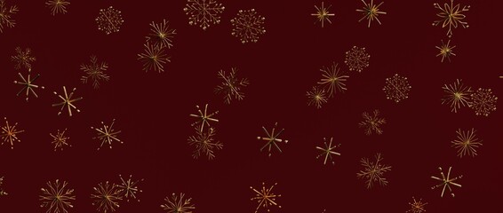 Christmas background with beautiful golden snowflakes on a burgundy backdrop, perfect for holiday greetings and © vegefox.com