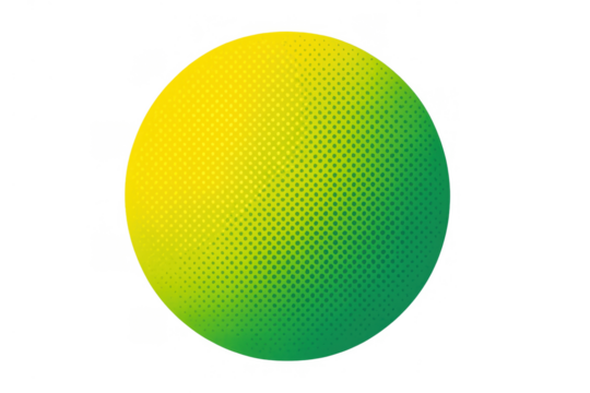 Gradient yellow green halftone circle vector art with pop art style and transparent background - Powered by Adobe