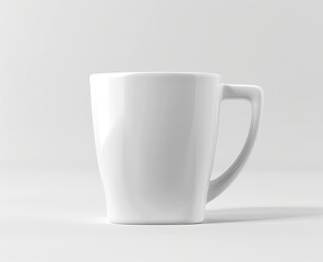 Obraz premium A clean, sleek, white ceramic mug against a plain white backdrop. A shadow provides visual depth