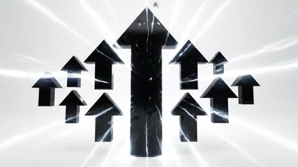 Abstract representation of multiple cracked arrows soaring upwards, symbolizing significant progress, growth, and the journey towards success with unwavering determination