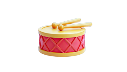 3D Rendered Drum with Drumsticks on White Background