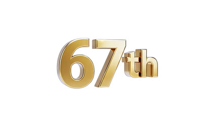 Golden 67th Anniversary Celebration on White Background