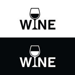 Modern wine logo design with elegant wine glass and text