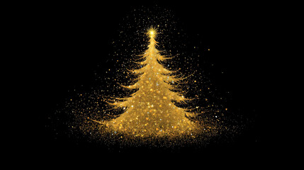 Magical Holiday Scene with Illuminated Golden Tree