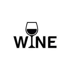 Simple wine logo with elegant glass and bold typography
