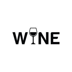 Modern wine logo with elegant glass and bold typography