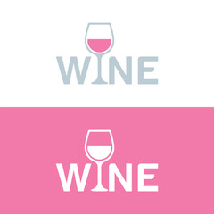 Modern wine branding with elegant wine glass and text