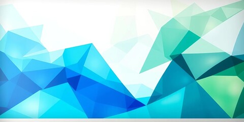 Obraz premium Abstract geometric shapes in calming blues and greens create a serene office wall mural, serene, home office