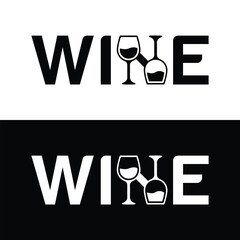 Elegant wine logo design with glass and bottle graphics