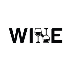 Modern wine logo with wine glasses and bottle