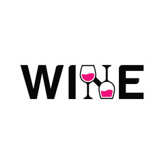 Modern wine logo with elegant glasses and red wine