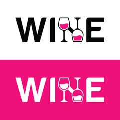 Modern wine logo with glasses and elegant typography